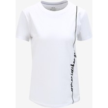 Armani Exchange Beyaz Kadın Bisiklet Yaka Baskılı T-Shirt 6RYT05