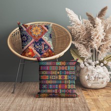 Etnik Desenli Çift Taraflı Dekoratif 2'li Kırlent Kılıfı Seti