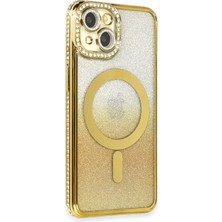 Dijimedia Apple iPhone 14 Kılıf Joke Simli Magneticsafe Kılıf - Gold