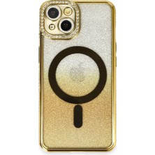 Dijimedia Apple iPhone 14 Kılıf Joke Simli Magneticsafe Kılıf - Gold