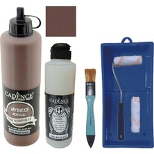 Cadence Mobilya Boyası -  Multisurface H - 016 Sıcak Kahve 500 ml Ultimate Vernik Parlak 250 ml  Saten Rulo Set