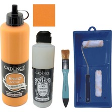 Cadence Mobilya Boyası -  Multisurface H - 011 Açık Turuncu 500 ml Ultimate Vernik Parlak 250 ml  Saten Rulo Set