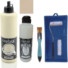 Cadence Mobilya Boyası -  Multisurface H - 006 Dantel 500 ml Ultimate Vernik Parlak 250 ml  Saten Rulo Set