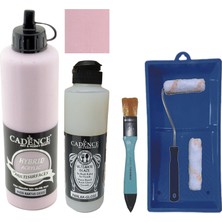 Cadence Mobilya Boyası -  Multisurface H - 026 Kaktus Çiçeği 500 ml Ultimate Vernik Parlak 250 ml  Saten Rulo Set