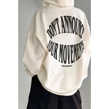Basilio Beyaz Kadın Oversize Kapüşonlu Wrst Berlin Baskılı Pamuklu Sweatshirt