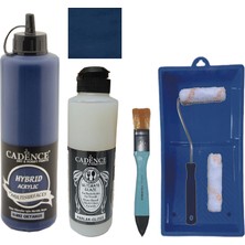 Cadence Mobilya Boyası -  Multisurface H - 092 Okyanus 500 ml Ultimate Vernik Parlak 250 ml  Saten Rulo Set