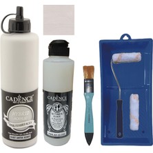 Cadence Mobilya Boyası -  Multisurface H - 087 Antik Kemik 500 ml Ultimate Vernik Parlak 250 ml  Saten Rulo Set