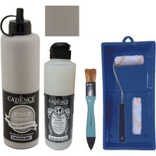 Cadence Mobilya Boyası -  Multisurface H - 065 Ufuk gr isi 500 ml Ultimate Vernik Parlak 250 ml  Saten Rulo Set