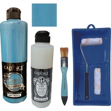 Cadence Mobilya Boyası -  Multisurface H - 099 Fresco 500 ml Ultimate Vernik Parlak 250 ml  Saten Rulo Set