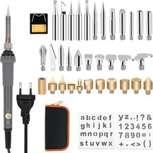 Duhalıne Havya Seti 60W 220V Isı Ayarlı 37 Parça Ahşap Yakma Elektrikli Havya Seti Lehim Seti