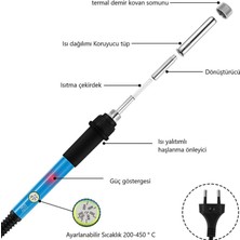 Duhalıne Havya Seti 60W 220V Isı Ayarlı 37 Parça Ahşap Yakma Elektrikli Havya Seti Lehim Seti