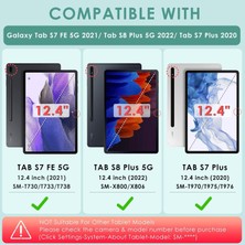 Ukscase Samsung Galaxy Tab S7 Fe / S8 Plus / S7 Plus 5g Case 12.4 Inch Uyumlu 360° Dönebilen Standlı Pu Deri Kılıf