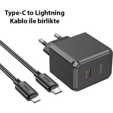 Ason Plus Hoco CS15A 30W Type-C Şarj Aleti + Type-C To Apple iPhone Lightning Kablo Seti