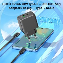 Ason Plus Hoco CS14A 20W Type-C + USB Hızlı Şarj Adaptörü Başlığı + Type-C Kablo