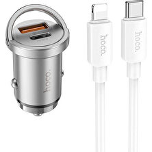 Ason Plus Hoco NZ10 PD45W+QC3.0 USB + Type-C Araç Çakmaklık Hızlı Şarj Aleti+ Apple iPhone Kablo