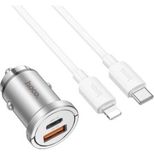 Ason Plus Hoco NZ10 PD45W+QC3.0 USB + Type-C Araç Çakmaklık Hızlı Şarj Aleti+ Apple iPhone Kablo