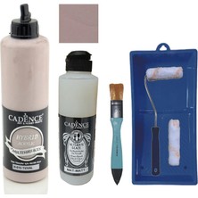 Cadence Mobilya Boyası -  Multisurface H - 015 Tuval 500 ml + Ultimate Vernik Mat 250 ml + Saten Rulo Set