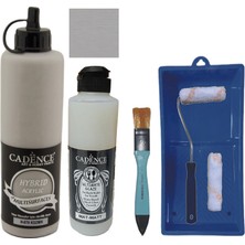 Cadence Mobilya Boyası -  Multisurface H - 070 Kozmik 500 ml + Ultimate Vernik Mat 250 ml + Saten Rulo Set