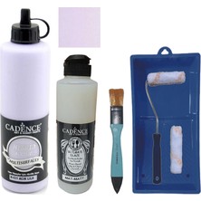Cadence Mobilya Boyası -  Multisurface H - 031 Açık Lila 500 ml + Ultimate Vernik Mat 250 ml + Saten Rulo Set