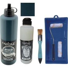 Cadence Mobilya Boyası -  Multisurface H - 052 Oxford Yeşili 500 ml + Ultimate Vernik Mat 250 ml + Saten Rulo Set