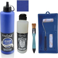 Cadence Mobilya Boyası -  Multisurface H - 038 Ultramarine 500 ml + Ultimate Vernik Mat 250 ml + Saten Rulo Set