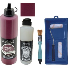 Cadence Mobilya Boyası -  Multisurface H - 056 Vişne 500 ml + Ultimate Vernik Mat 250 ml + Saten Rulo Set