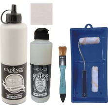 Cadence Mobilya Boyası -  Multisurface H - 087 Antik Kemik 500 ml + Ultimate Vernik Mat 250 ml + Saten Rulo Set