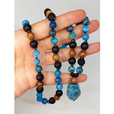 Yaşam Tohumu Apatit - Hematit - Lav Taşı & Venge Ağacı Tasarım Unisex Kolye (44355)