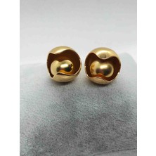 Zd Bellefemme Kadın Çelik Gold Top Küpe
