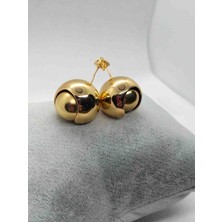 Zd Bellefemme Kadın Çelik Gold Top Küpe