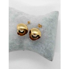 Zd Bellefemme Kadın Çelik Gold Top Küpe