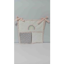 Ege Home Beşik Düzenleyici Cepli Organizer Pudra Gökkuşağı Nakışlı