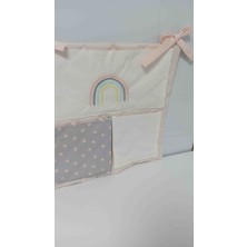 Ege Home Beşik Düzenleyici Cepli Organizer Pudra Gökkuşağı Nakışlı