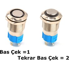 Adam 12MM Kalıcı Anahtar 12V 24V Mavi Işıklı Yuvarlak Metal