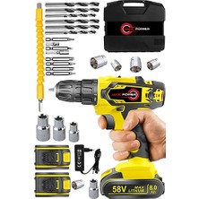 Jack Power Germany X-Torq 58 V 8 Ah Çift Metal Şanzıman Çift Akülü Vidalama Matkap 27 Parça Set
