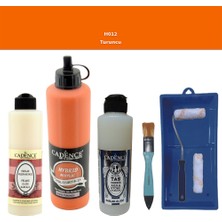 Cadence Banyo Mutfak -  Multi H - 012 Turuncu 500 ml Parlak Yüzey Astarı 250 ml Taş Vernik 250 ml  Saten Rulo Set