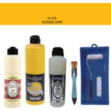 Cadence Banyo Mutfak -  Multi H - 103 Güneş Sarı 500 ml Parlak Yüzey Astarı 250 ml Taş Vernik 250 ml  Saten Rulo Set