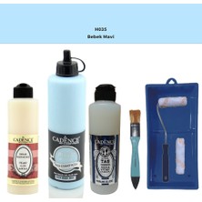 Cadence Banyo Mutfak -  Multi H - 035 Bebek Mavi 500 ml Parlak Yüzey Astarı 250 ml Taş Vernik 250 ml  Saten Rulo Set