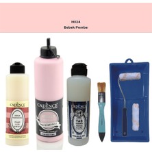 Cadence Banyo Mutfak -  Multi H - 024 Bebek Pembe 500 ml Parlak Yüzey Astarı 250 ml Taş Vernik 250 ml  Saten Rulo Set