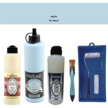 Cadence Banyo Mutfak -  Multi H - 036 M mavi 500 ml Parlak Yüzey Astarı 250 ml Taş Vernik 250 ml  Saten Rulo Set