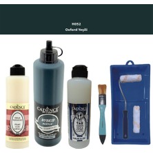 Cadence Banyo Mutfak -  Multi H - 052 Oxford Yeşili 500 ml Parlak Yüzey Astarı 250 ml Taş Vernik 250 ml  Saten Rulo Set