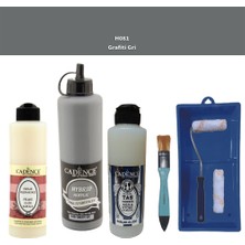 Cadence Banyo Mutfak -  Multi H - 081 gr afiti gr i 500 ml Parlak Yüzey Astarı 250 ml Taş Vernik 250 ml  Saten Rulo Set