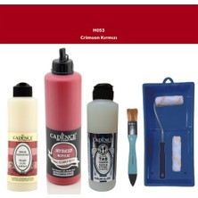 Cadence Banyo Mutfak -  Multi H - 053 Crımson Kırmızı 500 ml Parlak Yüzey Astarı 250 ml Taş Vernik 250 ml  Saten Rulo Set