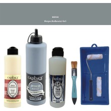 Cadence Banyo Mutfak -  Multi H - 058 Koyu Arduvaz gr i 500 ml Parlak Yüzey Astarı 250 ml Taş Vernik 250 ml  Saten Rulo Set