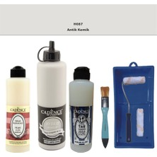 Cadence Banyo Mutfak -  Multi H - 087 Antik Kemik 500 ml Parlak Yüzey Astarı 250 ml Taş Vernik 250 ml  Saten Rulo Set