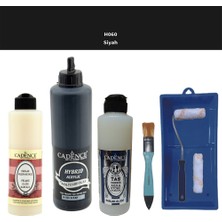 Cadence Banyo Mutfak -  Multi H - 060 Siyah 500 ml Parlak Yüzey Astarı 250 ml Taş Vernik 250 ml  Saten Rulo Set