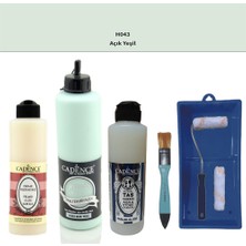 Cadence Banyo Mutfak -  Multi H - 043 Açık Yeşil 500 ml Parlak Yüzey Astarı 250 ml Taş Vernik 250 ml  Saten Rulo Set