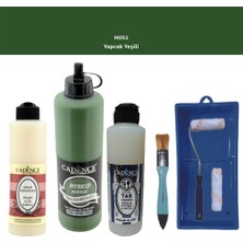 Cadence Banyo Mutfak -  Multi H - 051 Yaprak Yeşil 500 ml Parlak Yüzey Astarı 250 ml Taş Vernik 250 ml  Saten Rulo Set