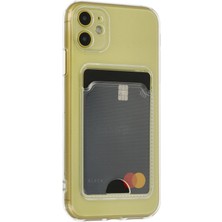 HappyCase  iPhone 11 Kılıf Şeffaf Kartlıklı Silikon Kılıf Kapak- Şeffaf