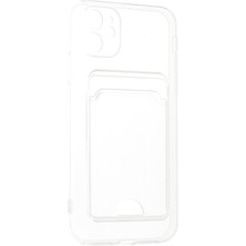 HappyCase  iPhone 11 Kılıf Şeffaf Kartlıklı Silikon Kılıf Kapak- Şeffaf